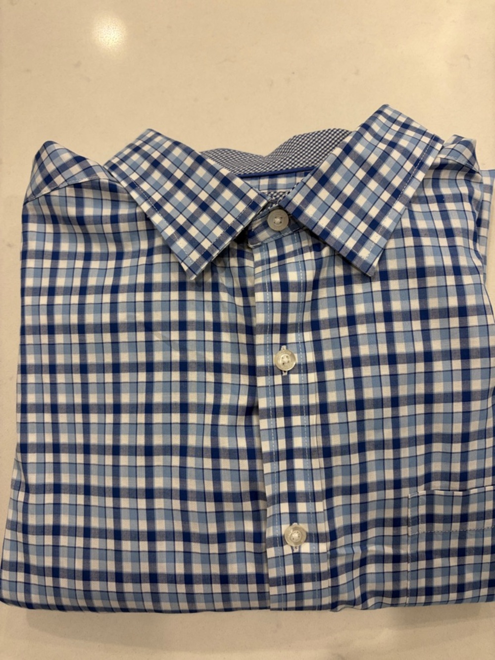 Men's Johnston & Murphy Blue Check Dress Shirt Size XL